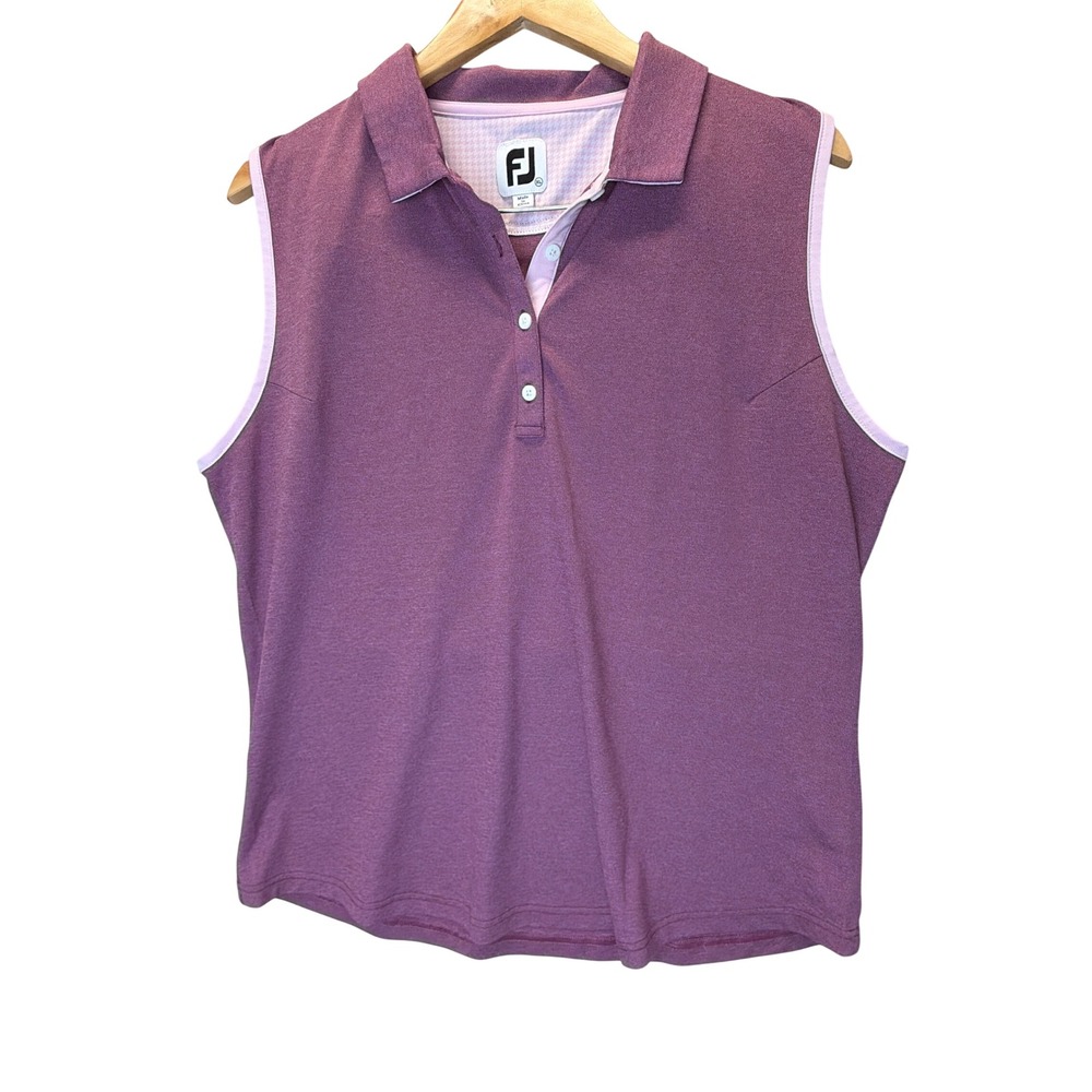 FootJoy Womens Sleeveless Golf Polo Shirt XL Purple Heather Athletic Performance